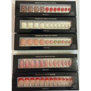 Lot of 5 Sets Finger Suit Press On Nails and Toenails